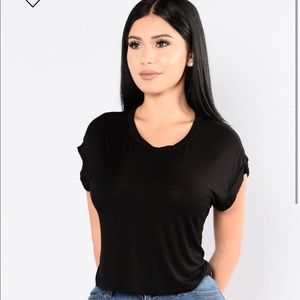 Black soft crop top tee